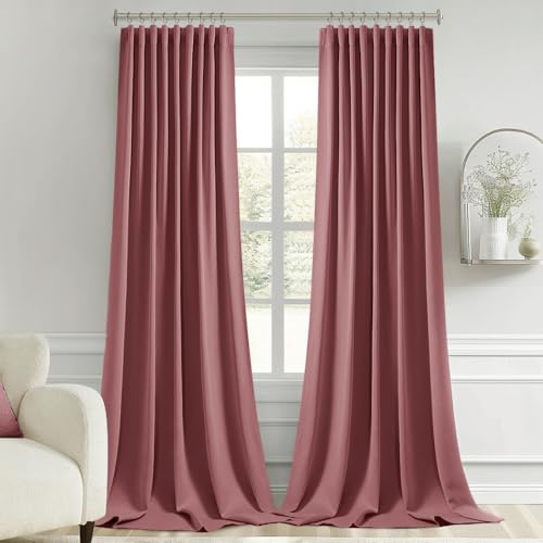 Dusty Rose Back Tab Blackout Curtains 52x96 Inch Long 2 Panels Set (2 Count)