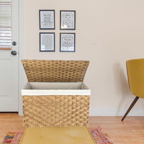 Large Wicker Storage Basket with Lid