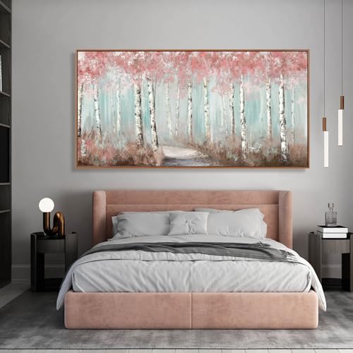 Forest Canvas Wall Art Pink Poster Printing Plant Wall Decor 36"x70" Decorations for Living Room Decorative Pictures for Office