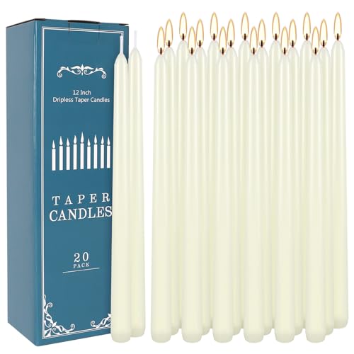 20 Pack Ivory Taper Candles 12 Inch Tall 3 (20 Count)