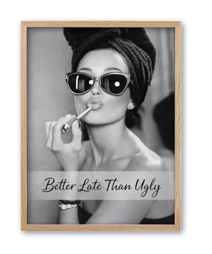 12x16in Hepburn Better Late Than Ugly Unframed Bathroom Wall Art
