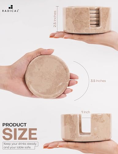 Round Marble Coasters Set of 6 with Holder