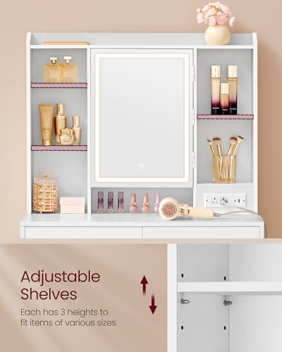 35.4 Inch Vanity Desk with Mirror and Lights