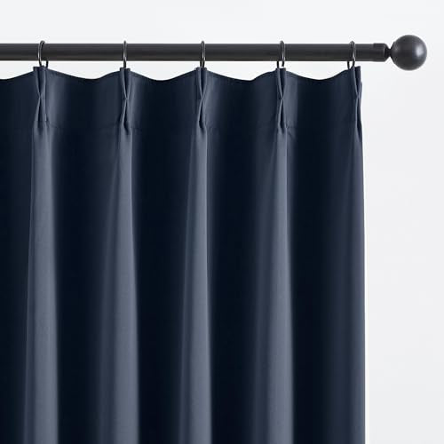 Navy Blackout Pinch Pleat Curtains 84 Inch Length 2 Panels Set (2 Count)