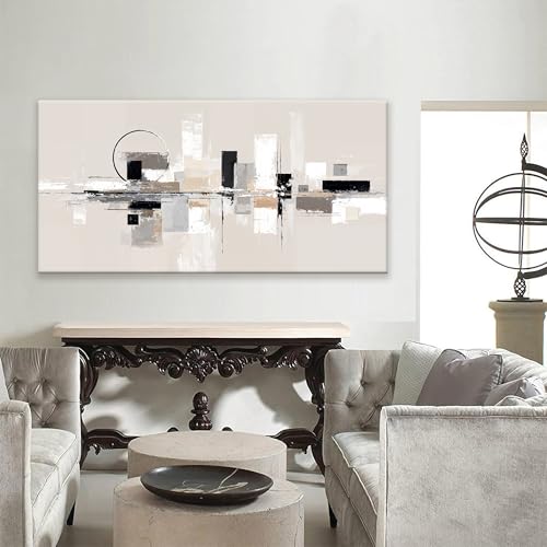 Abstract Wall Art Black White Canvas Wall Art For Living Room 24" × 48"