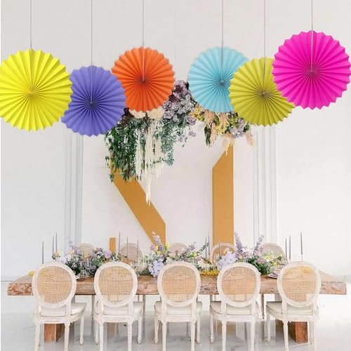 Yellow Party Decorations Lemon Yellow Hanging Paper Fans Set DIY 6Pcs (6 Count)