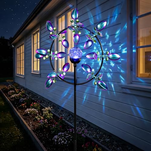 Large Peacock Solar Wind Spinner Outdoor