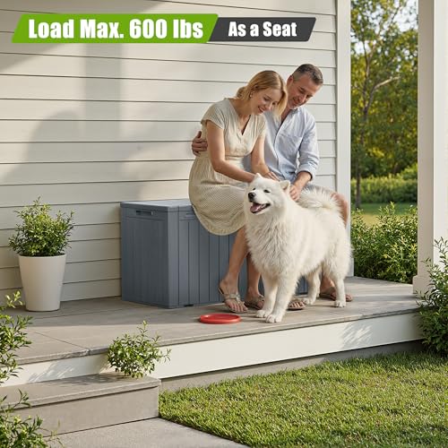 Resin Deck Box 100 Gallon Large Outdoor Storage Box Waterproof