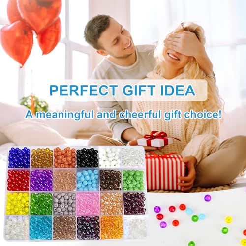 About 1200PCS 6mm Original Color Glass Beads Bracelet Making Kit
