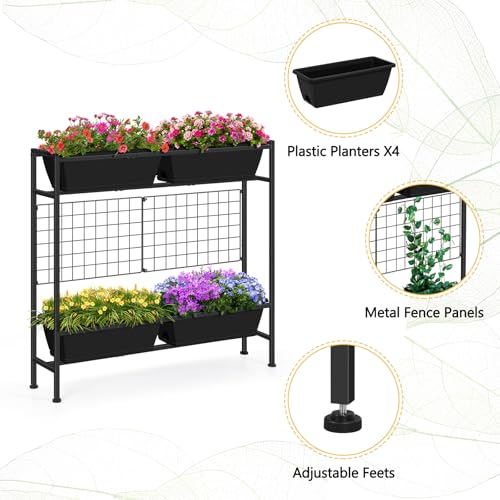 Vertical Raised Garden Beds Outdoor Elevated Herbs Garden Planter Boxes with Trellis and Legs 32.4" Flowers Beds Vertical Planters for Small Climbing Plant Vegetables Patio Balcony