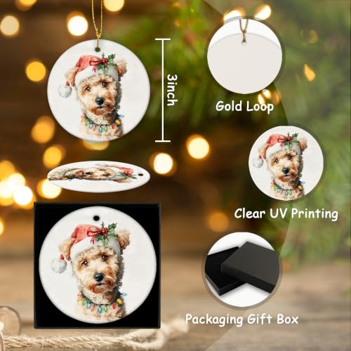Santa Apricot Poodle Christmas Ceramic Ornament