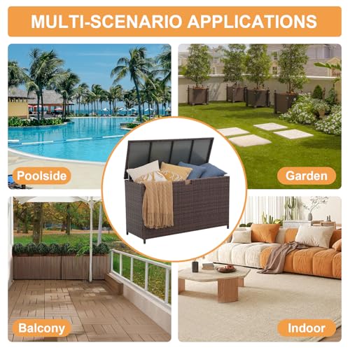 120 Gallon Wicker Outdoor Storage Box w