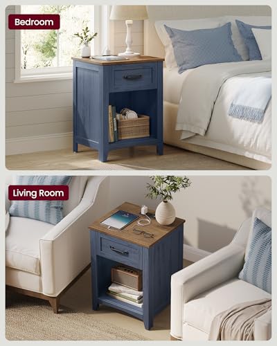 Farmhouse Nightstand with Charging Station