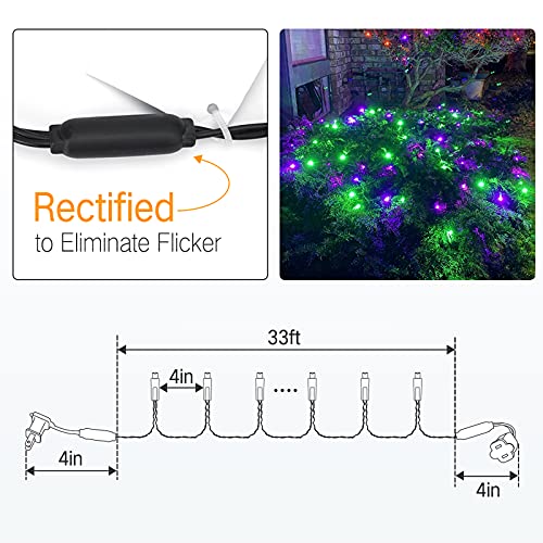 5MM Wide Angle Halloween Lights Purple & Green