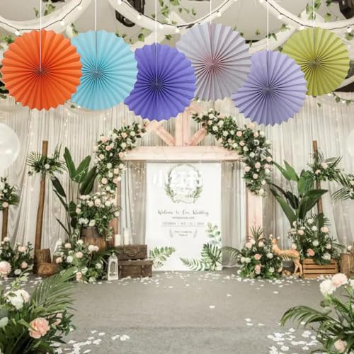 Yellow Party Decorations Light Yellow Round Paper Fan 16inch DIY