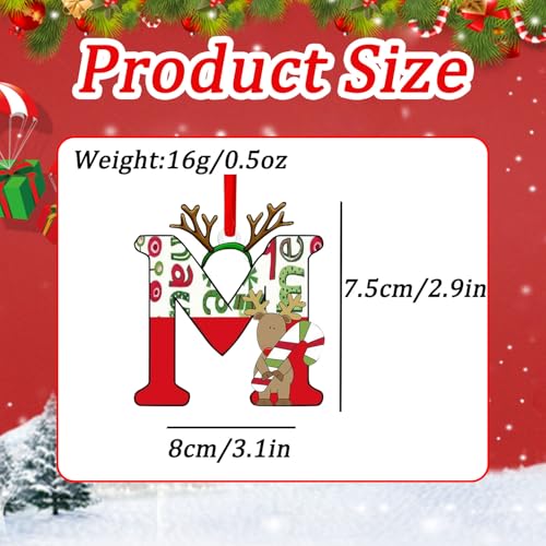 14 Pcs Christmas Ornaments Cute 2D Acrylic Merry Christmas Alphabet Christmas Decorations for Tree with Elk Hat Design Hanging Ornaments DIY Decor for Home Winter Party Holiday