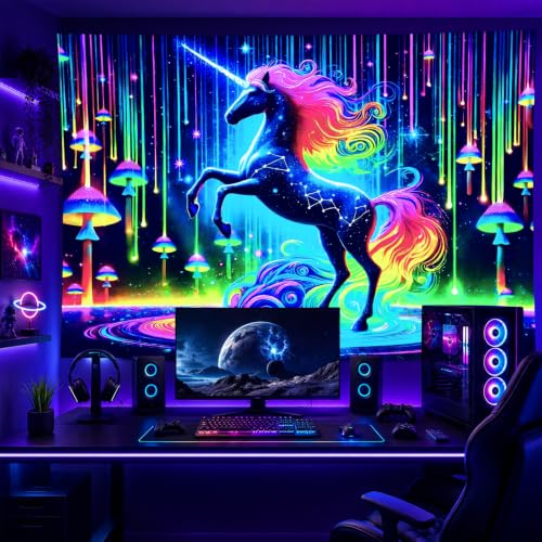 Blacklight Tapestry Fantasy Galaxy Wall Art 59 x 78 Inch