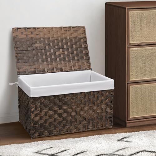 Large Wicker Storage Basket with Lid