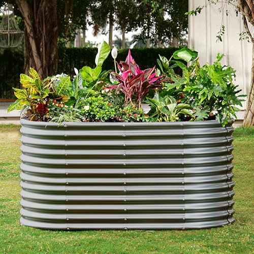 8x4x3ft Oval Galvanized Raised Garden Beds