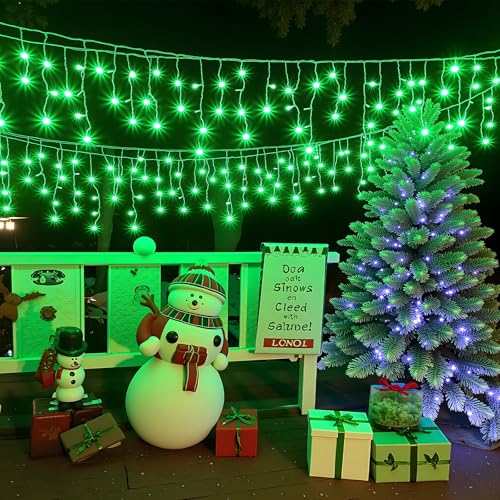Icicle Lights for Outside 33FT 400 LED Green Christmas Lights