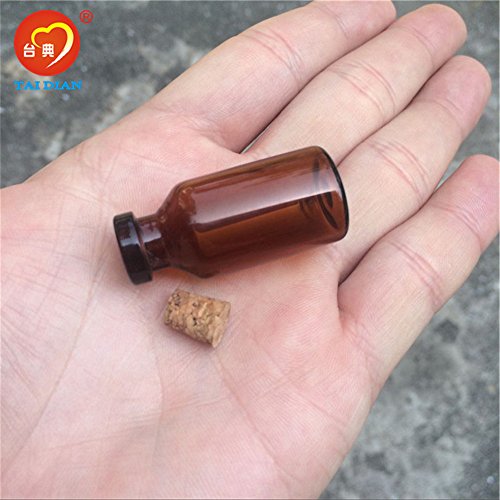 18x40x7mm 5ml Mini Brown Glass Jars with Cork Empty Tiny Glass Jars Gift 5ml Glass Bottles Vials 12units (12 Count)