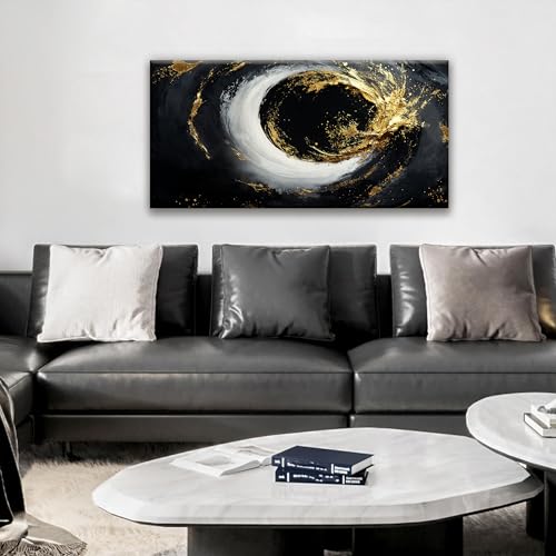 Canvas Art Wall Decor Print Modern Abstract Art Paintings Black And Gold Wall Art Prints Abstract Wall Art Pictures For Bedroom Kitchen Office Home Artwork 20" × 40"