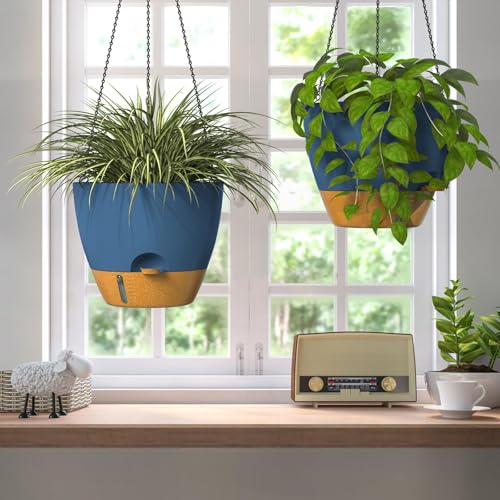 12 Inch Large Self Watering Hanging Planters for Indoor Outdoor Plants
