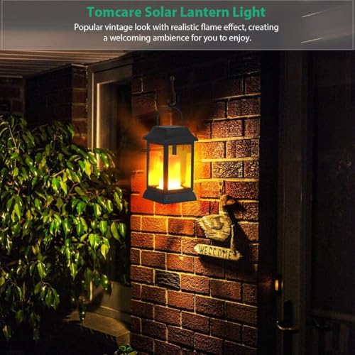 Flickering Flame Solar Lights Outdoor Metal Hanging Lantern (2 Count)