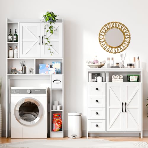 Farmhouse Storage Cabinet with 2 Doors and 4 Drawers