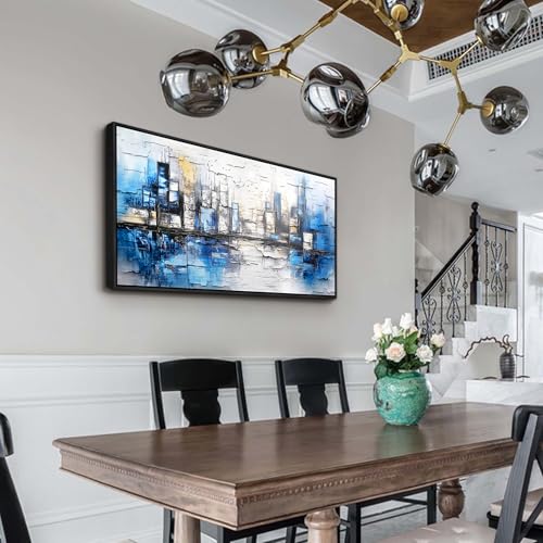 Black Framed Canvas Wall Art For Living Room Wall Decor For Bedroom Office Wall Decorations Blue Landscape Paintings Abstraction Pictures Artwork Room Aesthetic Home Decor 20x40 In