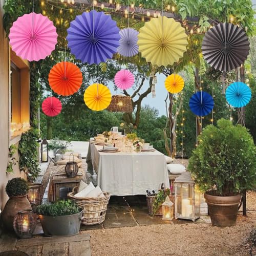 Coffee Party Decorations Hanging Paper Fans Set 16inch DIY