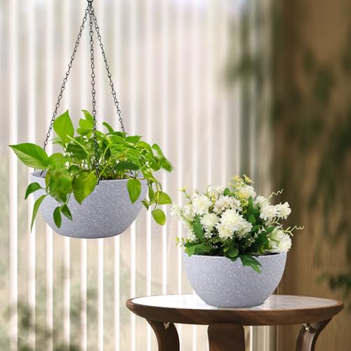 12 inch Large Hanging Planters for Indoor Outdoor Plants (2 Count)
