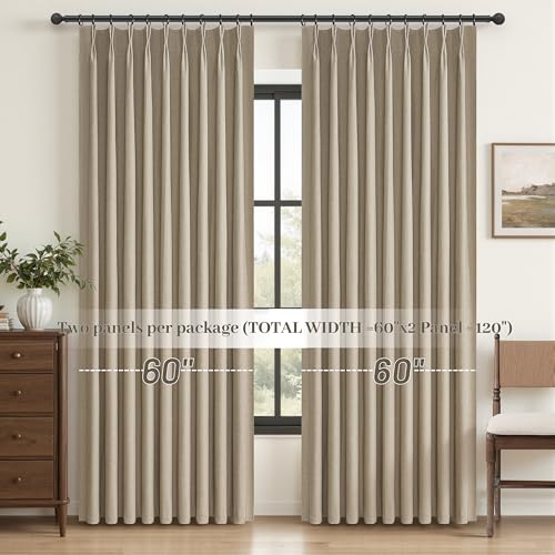 Pinch Pleated Blackout Curtains 60 Inches Wide for Living Room (2 Count)