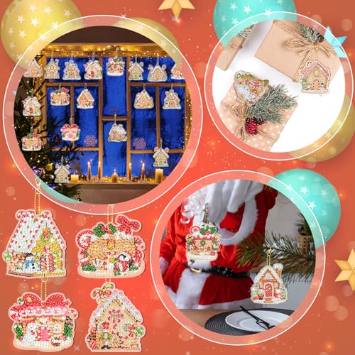 20 Pcs Diamond Art Christmas Ornaments Diamond Painting Keychain (20 Count)