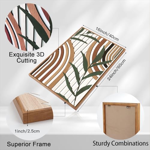 Large Boho Mid century Wood Wall Art Set