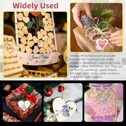 300Pcs 5Sizes Unfinished Wooden Hearts Wood Hearts Craft Unfinished Wooden Hearts Ornanents Wooden Hearts Shape Blank Wood Ornaments Cutout Blank Wood for DIY Art Crafts Home Decorations (300 Count)