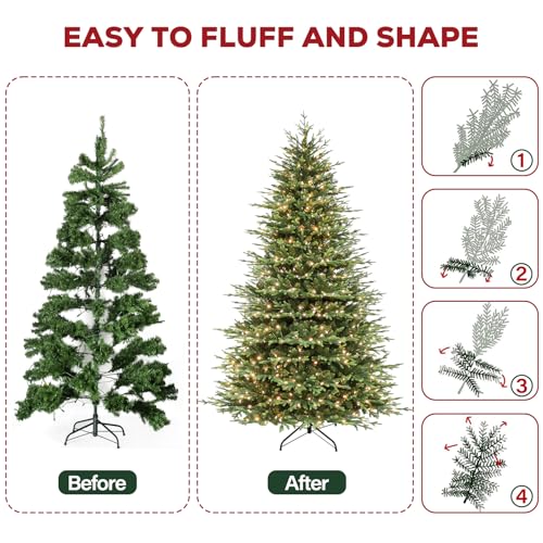 7.5 ft Prelit Christmas Tree with Realistic PE Foliage