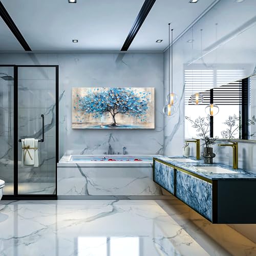 Textured Abstract Wall Pictures Artwork Wall Decor For Living Room Framed Canvas Wall Art For Bedroom Office Decor Blue Tree Paintings Panoramic Landscape Prints Home Decor Ready to Hang