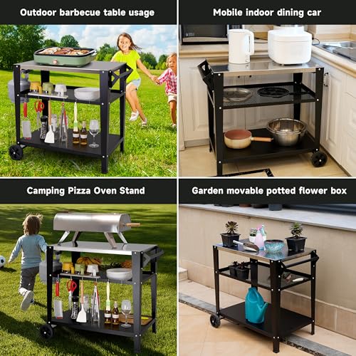 Stainless Steel Outdoor Grill Cart with Wheels