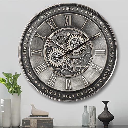 24 Inch Large Moving Gear Wall Clock for Living Room Decor