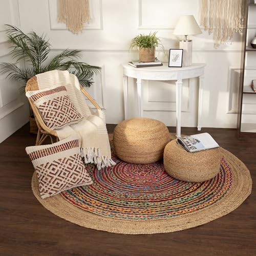 Jute Circular Pouf Ottoman Foot Stool