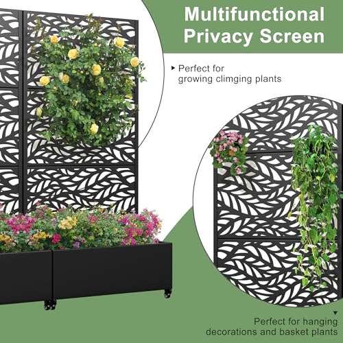 Metal Raised Garden Bed with Trellis and Wheels