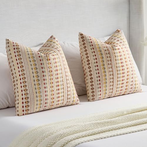 Pack of 2 Boho Throw Pillow Covers 20x20 Inch (2 Count)