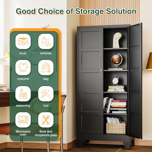 72" H Metal Storage Cabinet with 2 Doors and 4 Shelves
