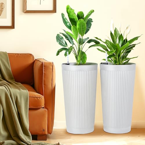 Self Watering Tall Planters Set of 2 (2 Count)