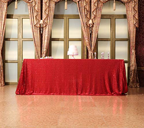 Sequin Tablecloth 60x102 Inch Red for Christmas Wedding Party