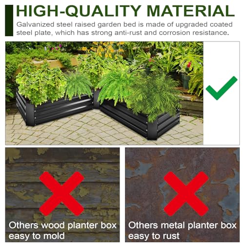 5 x 5 x 1 Ft Galvanized Metal Raised Garden Bed Large Planter Tall