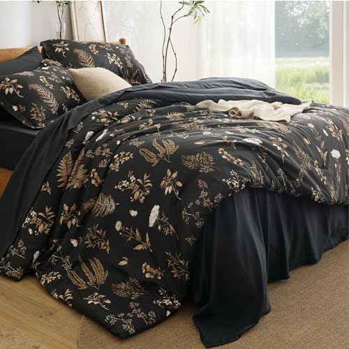 Floral Black Comforter Set