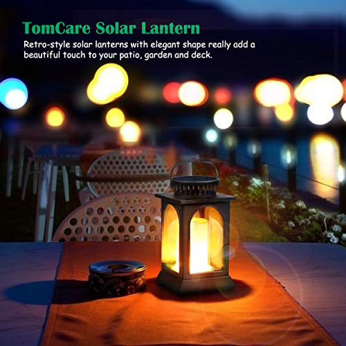 Flickering Flame Solar Lights Outdoor Metal Hanging Lantern (2 Count)