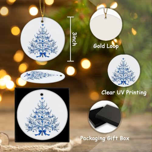 Blue Chinoiserie Christmas Tree Ceramic Ornament Gifts